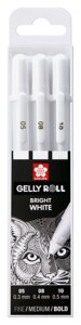 Набор ручек гелевый Sakura "Gelly Roll" 3 шт. 0,3 мм, 0,4 мм, 0,5 мм, цвет белый