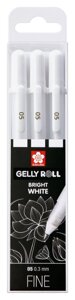 Набор ручек гелевый Sakura "Gelly Roll" 3 шт. 0,3 мм, цвет белый
