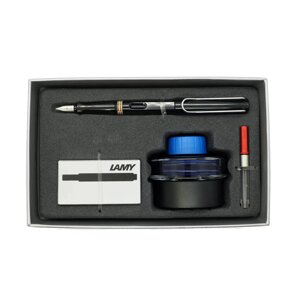 Набор ручка перьевая LAMY Safari, F корпус черный+ картридж черный+ чернила син. конвертер