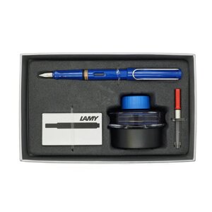 Набор ручка перьевая LAMY Safari, F корпус синий+ картридж черный+ чернила син. конвертер