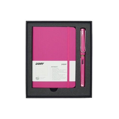 Набор ручка перьевая LAMY Safari, Розовый+Записная книжка, мягкий переплет, А5, розовый