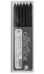 Набор стержней для цангового карандаша Cretacolor 6 шт 5,6 мм, черный мел