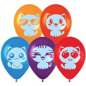 Набор воздушных шаров MESHU "Cute kittens" М12/30 см, 50 шт, пастель, ассорти