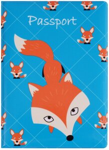 Обложка для паспорта Лиса на синем фоне