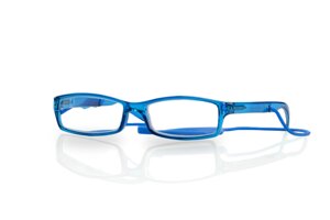 Очки корригирующие для чтения глянцевые синие пластик со шнурком +1,5