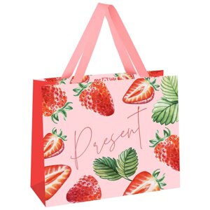 Пакет подарочный MESHU "Strawberry" 23*18*10 см