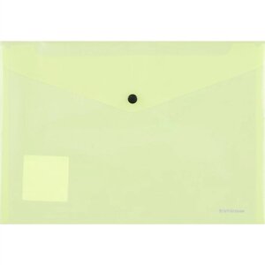 Папка-конверт А4 на кнопке Glossy Neon полупрозр. пластик, желтый, Erich Krause