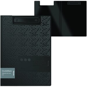 Папка-планшет с зажимом Berlingo "DoubleBlack" А4, пластик, 1300 мкм, черная, с внутр. карманом, с