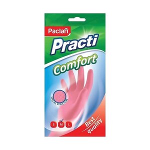 Перчатки резиновые Paclan Comfort M розовый