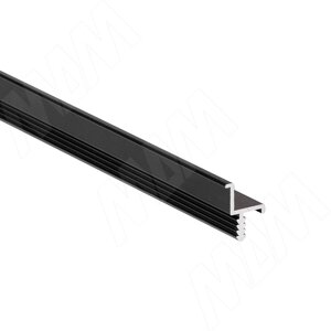 Профиль-ручка врезная для фасада от 16мм, черный матовый (анод)L-3000мм (PH. RU20.3000. BL PR)