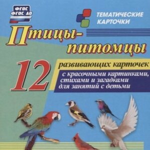 Птицы-питомцы. 12 развивающих карточек с красочными картинками, стихами и загадками для занятий с детьми