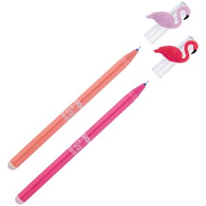 Ручка гелевая стираемая MESHU "Flamingo" синяя, 0,5 мм, корпус ассорти