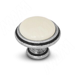 Ручка-кнопка D30мм серебро состаренное/керамика молочная (WPO. 771.000.00E8)