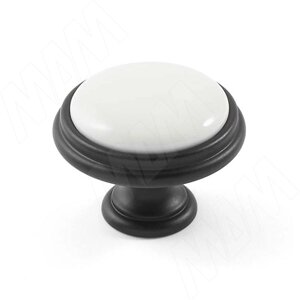 Ручка-кнопка D35мм черный матовый/керамика белая (WPO. P77.00.00. N4G)