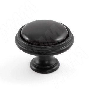 Ручка-кнопка D35мм черный матовый/керамика черная глянец (WPO. P77.07.00. N4G)