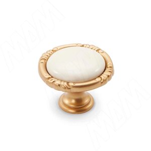 Ручка-кнопка золото матовое Милан/керамика молочная (WPO. 48.01.00.000. R8)