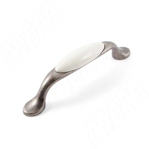 Ручка-скоба 96мм серебро состаренное/керамика (BH. 64.096. AP)