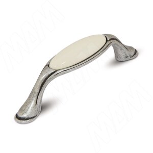Ручка-скоба 96мм серебро состаренное/керамика молочная (WMN. 771.096.00E8)