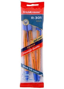 Ручки шариковые синие 03шт R-301 Amber Stick 0,7мм, подвес, ErichKrause