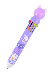 Ручки шариковые Yoi, Purple cat, 10 цветов