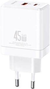 Сетевое зарядное устройство USAMS US-CC178 T58 USB-A + USB-C, PD, 45 белый