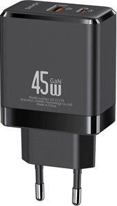 Сетевое зарядное устройство USAMS US-CC178 T58 USB-A + USB-C, PD, 45 черный