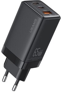 Сетевое зарядное устройство USAMS US-CC180 2USB-C+USB-а, PD, 65 вт черный
