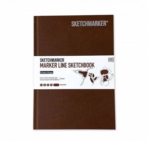 Скетчбук для маркеров Sketchmarker "MARKER LINE" 14,8х21 см 44 л 160 г твердая обл, темно-коричневый