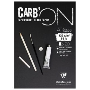 Скетчбук-склейка Clairefontaine "Carb'ON" А3 20 л 120 г, мелкозернистый, черный