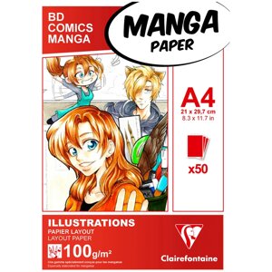 Скетчбук-склейка для маркеров Clairefontaine "Manga Illustrations" А4 50 л 100 г
