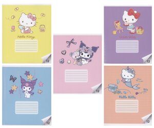 Тетрадь 12л кл. Hello Kitty+Kuromi ПВХ-обложка, ассорти