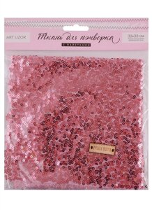 Ткань для пэчворка с пайетками «Розовая»33х33 см)