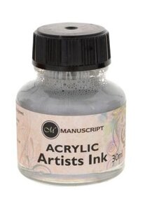 Тушь акриловая Manuscript "Acrylic Artists Ink" 30 мл, серебристый