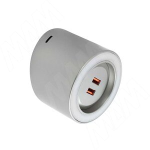 UNIKA Светильник круглый, 2 USB-розетки, стальной, 24V, нейтральный белый 3900К, 4,5W (UN24-RUSB-STNW5)
