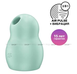 Вакуумный стимулятор клитора с вибрацией Satisfyer Pro To Go 1, зелёный