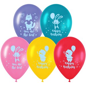 Воздушные шары MESHU "Happy birthday" 10 шт., М12/30 см, пастель, ассорти