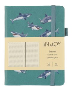 Записная книжка А6 120л лин. IN JOY. 4 7Б, иск. кожа, скругл. углы, ляссе, резинка, петлля для ручки, карман на задн. форзаце, инд. уп.