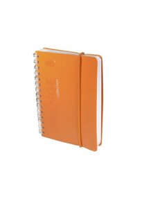 Записная книжка А6 80л лин. ORANGE спираль, пластик. обл., резинка, ярко-оранжевая, stila