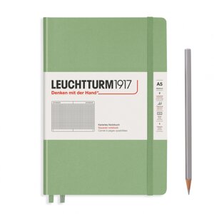 Записная книжка в клетку Leuchtturm A5 251 стр., твердая обложка пастельный зеленый