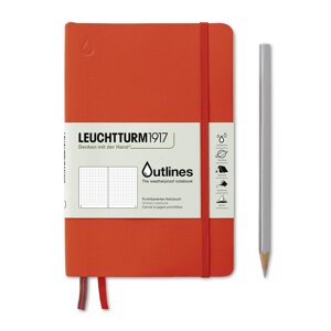 Записная книжка в точку Leuchtturm Outlines B6 89 стр., 150 г, мягкая обложка ярко-оранжевый