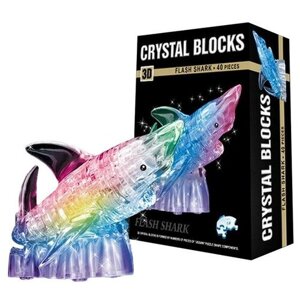 3D пазл кристаллический «Акула», 40 деталей, световые эффекты, работает от батареек