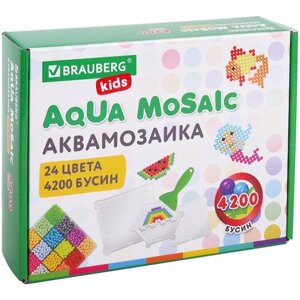 Аквамозаика Aqua Pixels 24 цвета 4200 бусин, с трафаретами, инструментами и аксессуарами, Brauberg, 664916