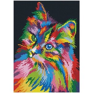 Алмазная мозаика "Глазами кошки", LE136 / 30х40 см / Полная выкладка / Холст на подрамнике / Картина стразами / Премиум набор