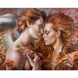 Алмазная мозаика на подрамнике 40х50 Касание ангелов Любовь