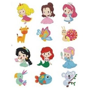Алмазная мозаика наклейка для детей / принцессы и животные