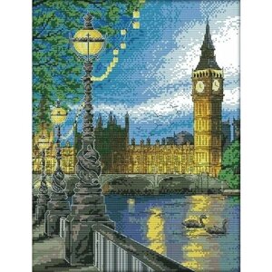 Алмазная мозаика Новый мир на подрамнике размер 40х50 круглые камешки GA74322 Лондон в ночи