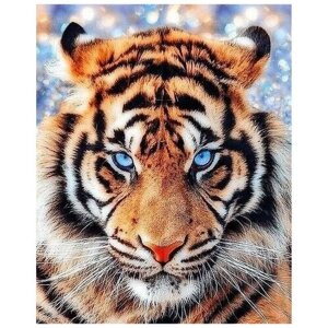 Алмазная мозаика «Взгляд тигра», LG297 / 40х50 см / Полная выкладка / Холст на подрамнике / Картина стразами