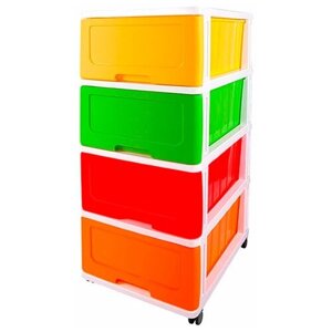Бельевой комод Dunya Plastik Радуга, 4 ящика, желтый/зеленый/красный/оранжевый