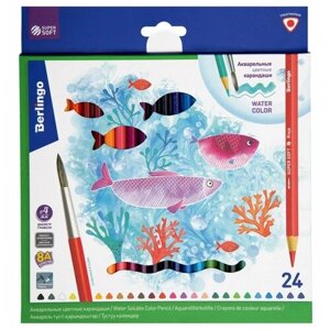 Berlingo Карандаши акварельные SuperSoft Рыбки, 24 цветов (SSA1724)