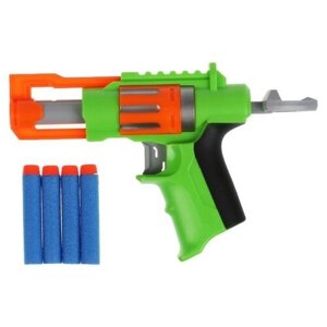 Бластер игрушечный Играем вместе Стреляет мягкими пулями ZY1004252-R, 20 см, оранжевый/синий/зеленый